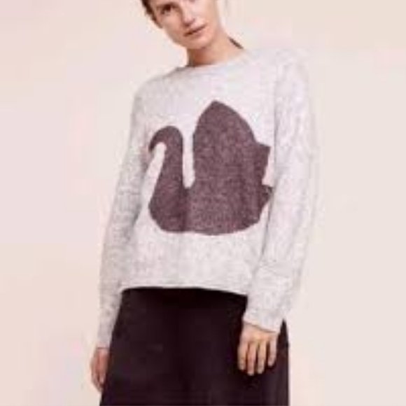 Anthropologie Folk By Hansel From Basel Swan Wood Blend Sweater Small - Picture 3 of 9